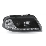 Тюнинг - комплект линзованных фар с led (светодиоды) внутри черные Volkswagen Passat B5 +