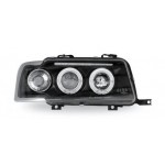 Тюнинг - комплект линзованных фар ангельские глазки литой указатель поворота внутри черные Audi B4