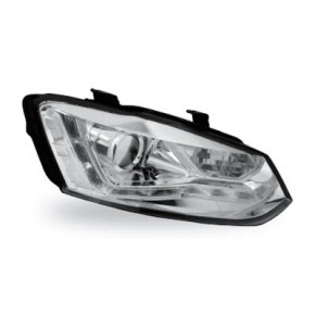 Тюнинг - комплект линзованных фар с led (светодиоды) с регулирующим мотором внутри хром Volkswagen Polo седан / хетчбек