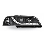 Тюнинг - комплект линзованных фар ангельские глазки с led (светодиоды) литой указатель поворота внутри черные Volvo S40 / V40