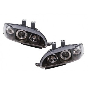 Тюнинг - комплект линзованных фар + указатель поворота ангельские глазки (4 дв) Honda Civic - 5 поколение