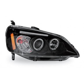 Тюнинг - комплект линзованных фар ангельские глазки внутри черные Honda Civic - 7 поколение седан / купе хетчбек