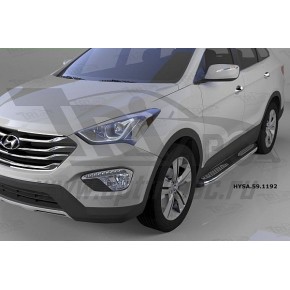 Пороги алюминиевые (Zirkon) Hyundai Santa Fe (Хёндай Санта Фе) (2012-/2013-/2015-)