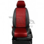 Чехлы AUDI A3 8P 2003-2012. Боковины: Черные. Середина: Светло-серая с перфорацией. Спинка: Чёрная экокожа