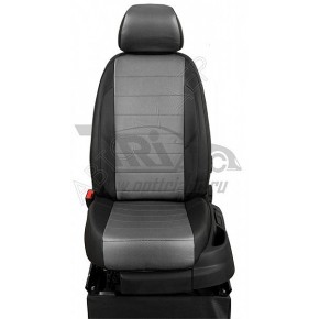 Чехлы AUDI A4 B7 2004-2009. Боковины: Черные. Середина: Белая с перфорацией. Спинка: Чёрная экокожа