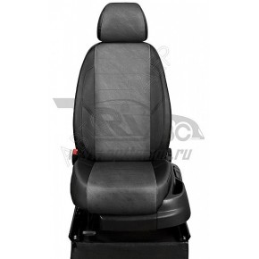Чехлы AUDI A4 B7 2004-2009. Боковины: Черные. Середина: Чёрная алькантара. Спинка: Чёрная экокожа