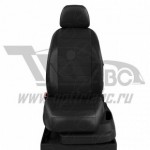 Чехлы AUDI A4 B7 2004-2009. Боковины: Черные. Середина: Чёрная с перфорацией. Спинка: Чёрная экокожа