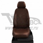 Чехлы AUDI A4 B7 2004-2009. Боковины: Шоколад экокожа. Середина: Шоколад с перфорацией. Спинка: Шоколад экокожа