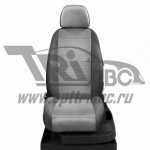 Чехлы BMW 1 E81/88 2004-2013. Боковины: Тёмно-серые. Середина: Светло-серая с перфорацией. Спинка: Тёмно-серая экокожа