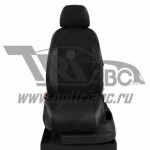 Чехлы BMW 3 E46 1998-2006. Боковины: Чёрная экокожа. Середина: Белая точка, жаккард. Спинка: Чёрная экокожа