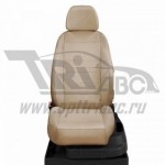 Чехлы BMW X1 E84 2009-. Боковины: Бежевые. Середина: Бежевая с перфорацией. Спинка: Бежевая экокожа