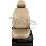 Чехлы CHEVROLET Epica 2006-2012. Боковины: Черные. Середина: Светло-серая алькантара. Спинка: Чёрная экокожа