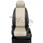 Чехлы CHEVROLET Spark II 2005-2009. Боковины: Черные. Середина: Бежевая с перфорацией. Спинка: Чёрная экокожа