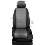 Чехлы DODGE Caliber 2006-2013. Боковины: Черные. Середина: Белая с перфорацией. Спинка: Чёрная экокожа