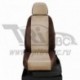 Чехлы FORD C-Max 2010-. Боковины: Шоколад экокожа. Середина: Бежевая с перфорацией. Спинка: Шоколад экокожа