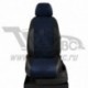 Чехлы HYUNDAI Accent III 2006-2011. Боковины: Чёрная экокожа. Середина: Синий жаккард. Спинка: Чёрная экокожа