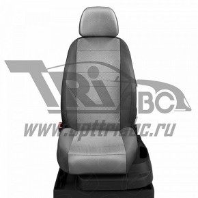 Чехлы MAZDA 6 GG 2002-2008. Боковины: Тёмно-серые. Середина: Светло-серая с перфорацией. Спинка: Тёмно-серая экокожа