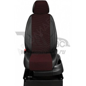 Чехлы MERCEDES-BENZ C W203 2000-2007. Боковины: Чёрная экокожа. Середина: Готика, жаккард. Спинка: Чёрная экокожа