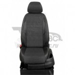 Чехлы MERCEDES-BENZ C W203 2000-2007. Боковины: Чёрная экокожа. Середина: Квадрат, жаккард. Спинка: Чёрная экокожа