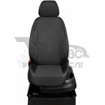 Чехлы MERCEDES-BENZ E W211 2002-2009. Боковины: Чёрная экокожа. Середина: Серый креп. Спинка: Чёрная экокожа