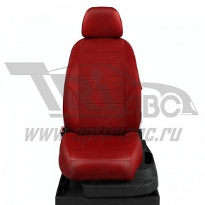 Чехлы MITSUBISHI Pajero IV 2006-. Боковины: Красные. Середина: Красная с перфорацией. Спинка: Красная экокожа