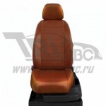 Чехлы NISSAN Almera 2006-2013. Боковины: Паприка экокожа. Середина: Паприка с перфорацией. Спинка: Паприка экокожа