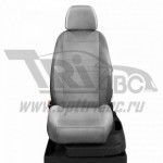 Чехлы NISSAN Almera 2006-2013. Боковины: Светло-серые. Середина: Светло-серая с перфорацией. Спинка: Светло-серая экокожа