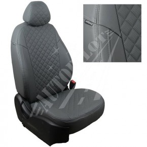 Чехлы для Nissan Almera III (G15) сплошная с 13г. (Экокожа ромб Серый + Серый)