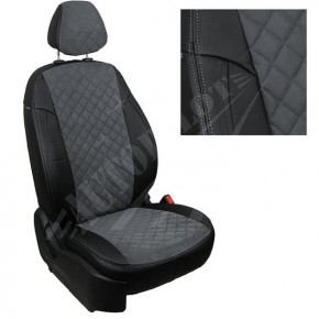 Чехлы для Renault Kaptur с 16г. (Алькантара ромб Черный + Серый)