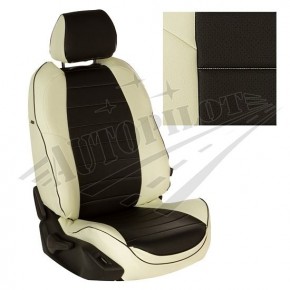 Чехлы для Renault Logan I с 04-15г. (Экокожа Белый + Черный)
