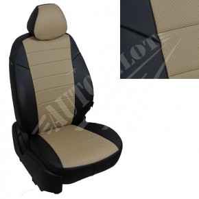 Чехлы для Toyota Camry XV50 Sd с 11г. (Экокожа Черный + Темно-бежевый )