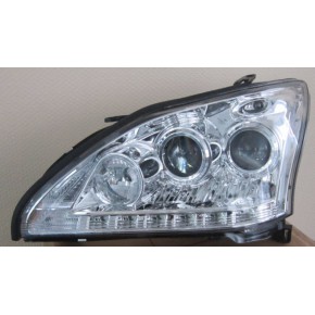 Тюнинг - комплект линзованных фар 4 с led (светодиоды) с дхо внутри хром Lexus RX 300