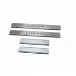 Накладки на пороги  Renault Logan 2014-, нержавеющая сталь, 4 шт.