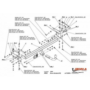 Фаркоп Nissan Qashqai, в т.ч. Qashqai +2 2006-2014, Nissan Qashqai 2014- твердое крепление (без электрики)