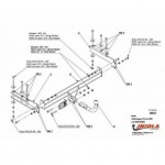 Фаркоп Skoda Superb I 2002-2008, Volkswagen Passat B5 седан/универсал 10/1996-02/2005 твердое крепление (без электрики)