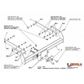 Фаркоп Volkswagen Transporter T5 шасси 2003-2015, Volkswagen Transporter T6 шасси 2015- фланцевое крепление (без электрики)