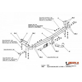 Фаркоп Toyota Corolla хетчбек 2002-2007 твердое крепление (без электрики)