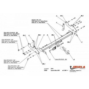 Фаркоп с балкой Toyota Hilux 2005-2015 (для машин без подготовки) твердое крепление (без электрики)