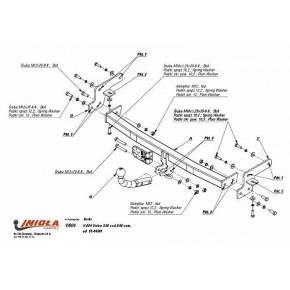 Фаркоп Volvo S40 седан 1995-2004, Volvo V40 универсал 1995-2004 твердое крепление (без электрики)