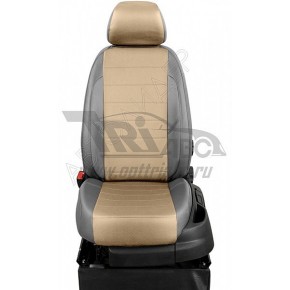 Чехлы VOLKSWAGEN Golf VI 2008-2013. Боковины: Черные. Середина: Шоколад с перфорацией. Спинка: Чёрная экокожа