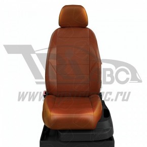 Чехлы VOLKSWAGEN Touareg 2002-2010. Боковины: Паприка экокожа. Середина: Паприка с перфорацией. Спинка: Паприка экокожа