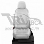 Чехлы VOLKSWAGEN Touran 2003-2010. Боковины: Белые. Середина: Белая с перфорацией. Спинка: Белая экокожа