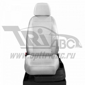 Чехлы VOLKSWAGEN Touran 2003-2010. Боковины: Белые. Середина: Белая с перфорацией. Спинка: Белая экокожа