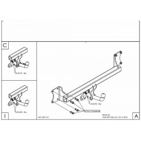 Фаркоп оцинкованный BMW X5 2007-2013, 2013-, BMW X6 2014-, кроме моделей с M-пакетом съемное крепление (без электрики)