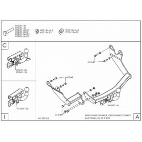 Фаркоп оцинкованный Ford Tourneo Connect 2002-2014, Transit Connect 2002-2014 твердое крепление (без электрики)