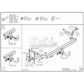 Фаркоп оцинкованный Toyota RAV4 2006-2013 съемное крепление (без электрики)