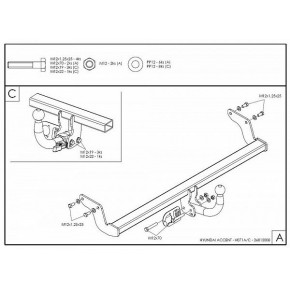 Фаркоп оцинкованный Hyundai Accent 2006-2010, кроме сборки ТагАЗ твердое крепление (без электрики)