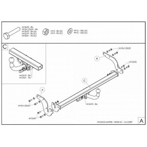 Фаркоп оцинкованный Hyundai Matrix 2001-2008 твердое крепление (без электрики)