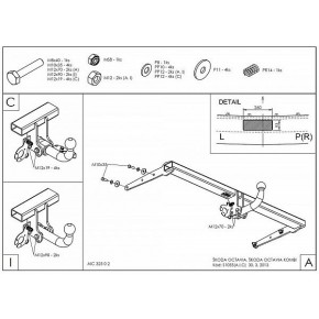 Фаркоп оцинкованный Skoda Octavia седан/универсал 2013- твердое крепление (без электрики)