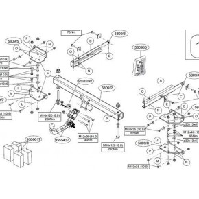 Фаркоп тип BMAR MB GL class X164 06-12// X166 12-съемное крепл,нагруз 3500/135 подрезка бамп.невидим (без электрики)